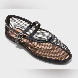 A New Day Issa Mesh Mary Jane Ballet Flats Women’s 8.5 Black Almond Toe